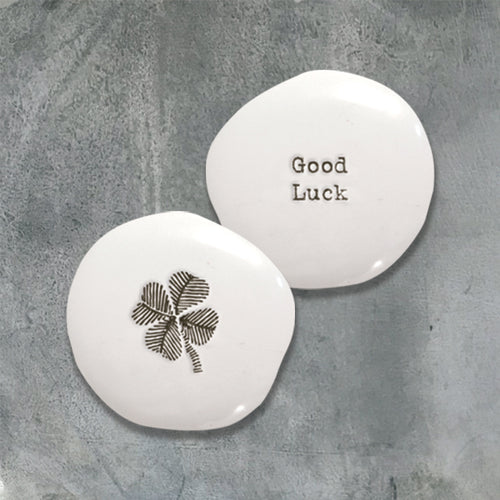 East of India Porcelain Pebble - Good Luck
