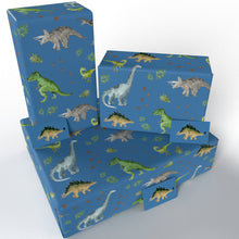 Load image into Gallery viewer, Childrens Blue Dinosaurs  • ECO Friendly  • UK Made Wrapping Paper