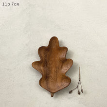 Load image into Gallery viewer, East of India Carved Teak Wood Oak Leaf Trinket Dish