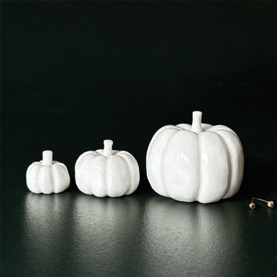 East of India White Porcelain Pumpkin Decorations
