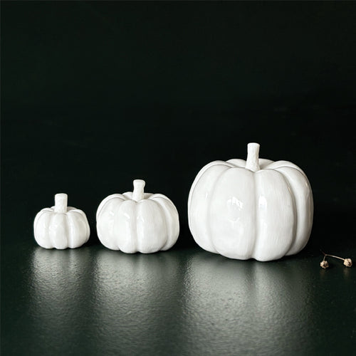 East of India White Porcelain Pumpkin Decorations