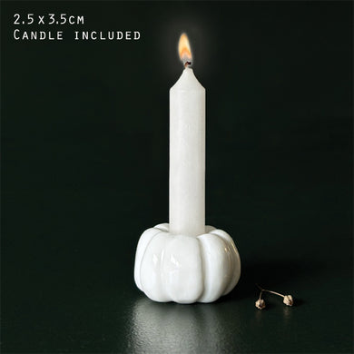 East of India Mini Porcelain Pumpkin Candle Holder 'Happy Days'