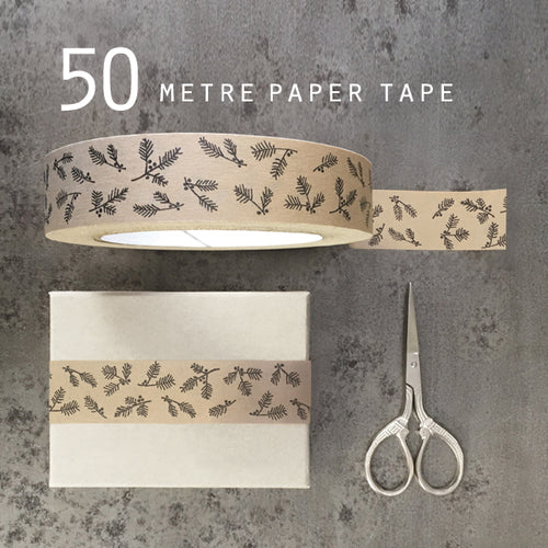 East of India Christmas Kraft Eco Berries Tape 50m