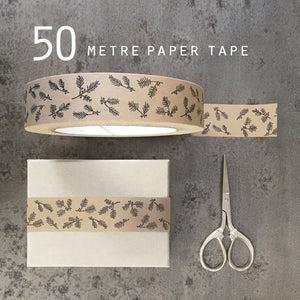 East of India Christmas Kraft Eco Berries Tape 50m