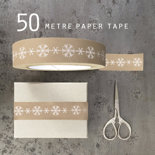 East of India Christmas Kraft Eco Snowflakes Tape 50m