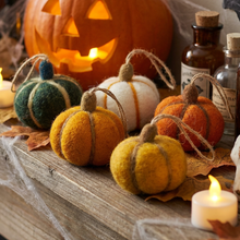 Load image into Gallery viewer, Handmade Felt Hanging Halloween Pumpkins (Set of 5) Hanging