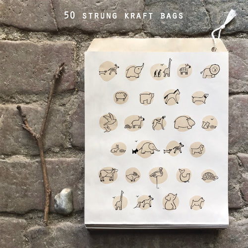 East of India Brown Paper Kraft Bags 'Animals'