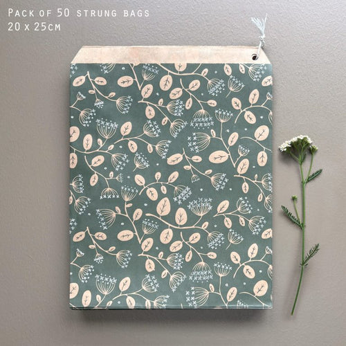 East of India Brown Paper Kraft Bags White Hydrangea
