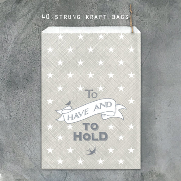 East of India Grey Paper Kraft Bags 'To Have and to hold'