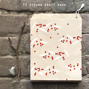 East of India Set of 50 Paper Bags 'Berry Branches'