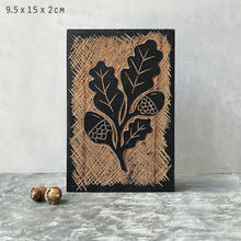 Load image into Gallery viewer, East of India Carved Wooden Block Oak Leaf