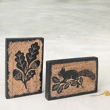Load image into Gallery viewer, East of India Carved Wooden Block Oak Leaf