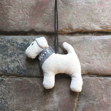 Load image into Gallery viewer, East of India Hanging Linen Dog with Scarf Bertie and Bobbie