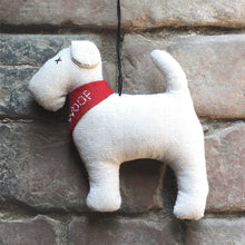 Load image into Gallery viewer, East of India Hanging Linen Dog with Scarf Bertie and Bobbie