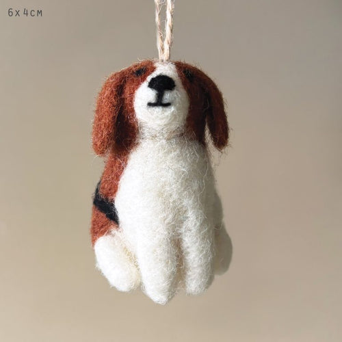 East of India Needle Felt Hanging Dog Decoration