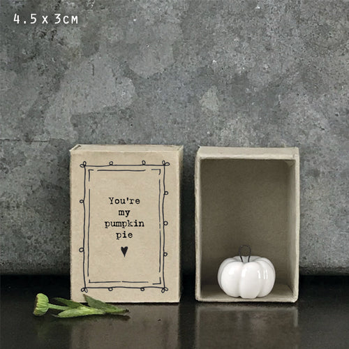 East of India Matchbox Gift -  Pumpkin 'You're my pumpkin pie'