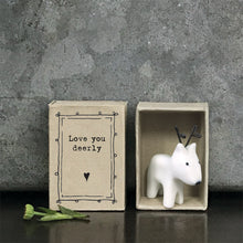 Load image into Gallery viewer, East of India Porcelain Matchbox Gift - 'Love you deerly'