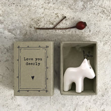 Load image into Gallery viewer, East of India Porcelain Matchbox Gift - 'Love you deerly'