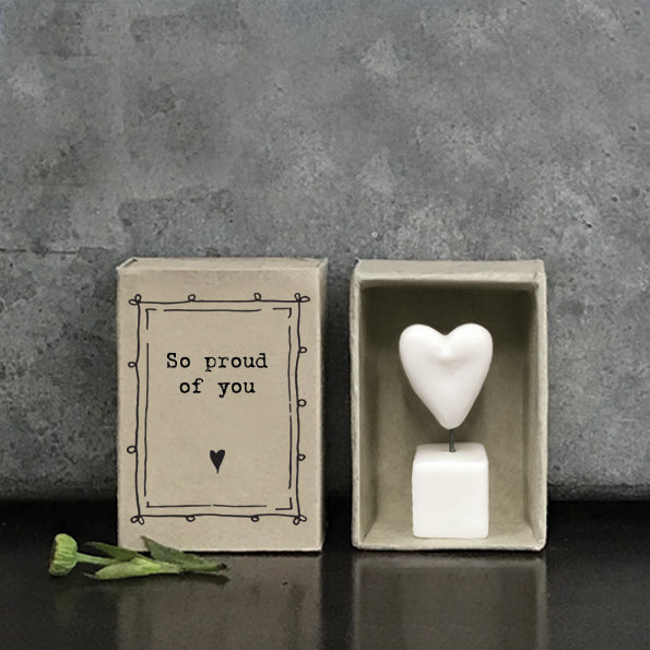 East of India Matchbox Gift - Heart 'So proud of you'