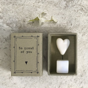 East of India Matchbox Gift - Heart 'So proud of you'