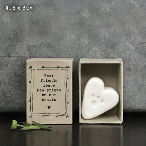 East of India Matchbox Gift - 'Best friends leave paw prints on our hearts'