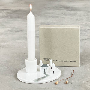 East of India Porcelain Candle Holder 'Garden Path' in Gift Box