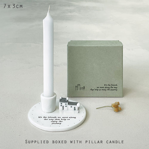 East of India Porcelain Candle Holder 'It's the friends we meet along the way...' in Gift Box
