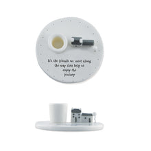 Load image into Gallery viewer, East of India Porcelain Candle Holder &#39;It&#39;s the friends we meet along the way...&#39; in Gift Box
