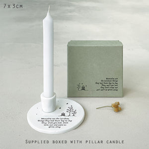 East of India Porcelain Candle Holder 'Memories are the loveliest things...' in Gift Box