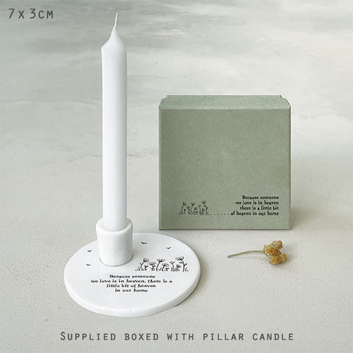 East of India Porcelain Candle Holder 'Because someone we love is in heaven...' in Gift Box
