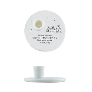 East of India Porcelain Candle Holder 'Because someone we love is in heaven...' in Gift Box