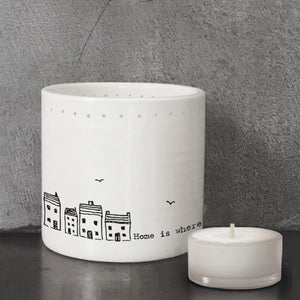 'Home is where the heart is' Porcelain Tea Light Holder in Gift Box