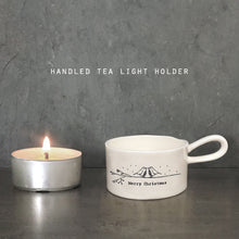 Load image into Gallery viewer, East of India Porcelain Tea Light Holder &#39;Merry Christmas&#39;