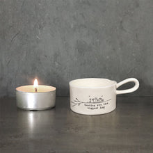 Load image into Gallery viewer, East of India Porcelain Tea Light Holder &#39;Sending you the biggest hug&#39;.