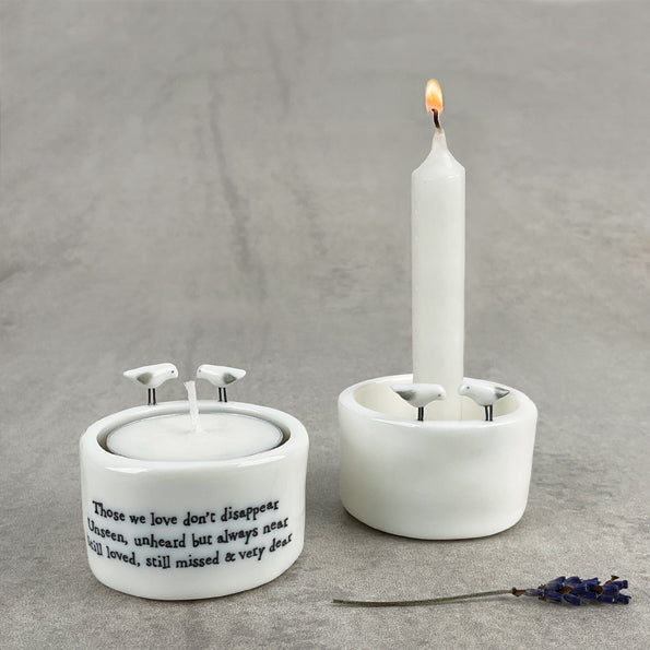 East of India Candle/Tea light holder 'Those we love don't disappear .......