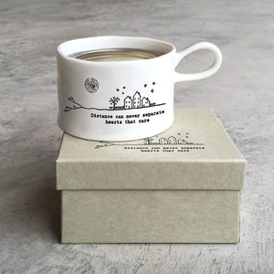 East of India Porcelain Candle Holder including Candle - Distance can never separate hearts ......