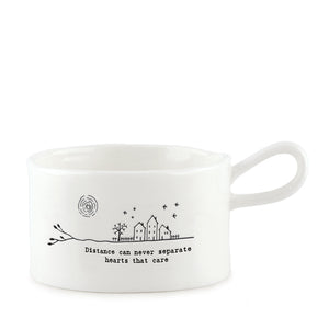 East of India Porcelain Candle Holder including Candle - Distance can never separate hearts ......