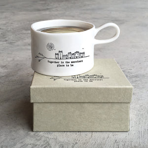 East of  India Porcelain Candle Holder including Candle - Together is the merriest place to be