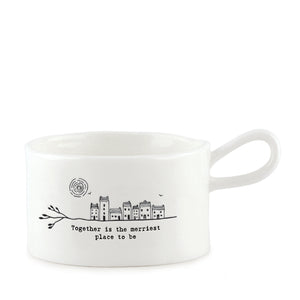 East of  India Porcelain Candle Holder including Candle - Together is the merriest place to be