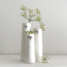 Load image into Gallery viewer, East of India Porcelain Trio of Bud Vases &#39;Love you always&#39;