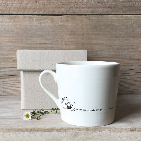 East of India Porcelain Mug 'Coffee and friends, the perfect blend'