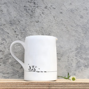 East of India Porcelain White Jug 'Time for tea' Gift Boxed