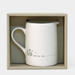 East of India Porcelain White Jug 'Time for tea' Gift Boxed