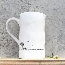 Load image into Gallery viewer, East of India Porcelain White Jug 'Live simply laugh a lot' Gift Boxed