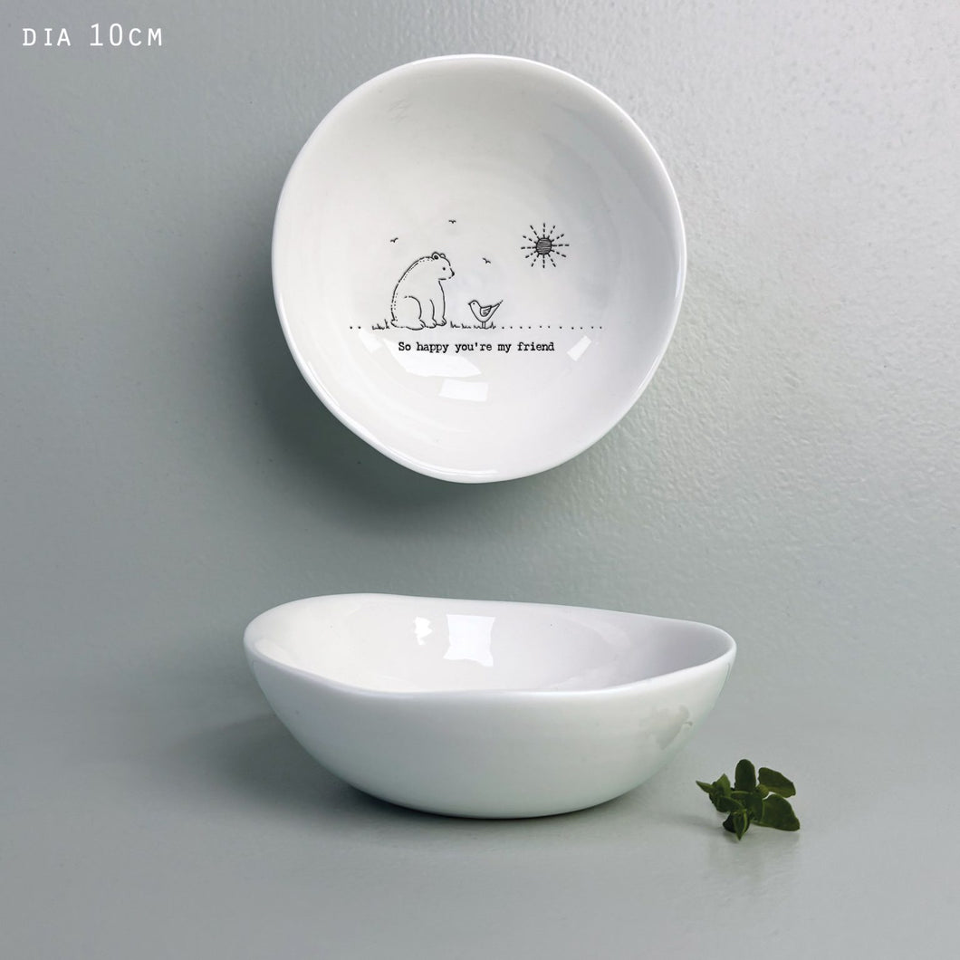 East of India Medium Wobbly Bowl 'So happy you're my friend'
