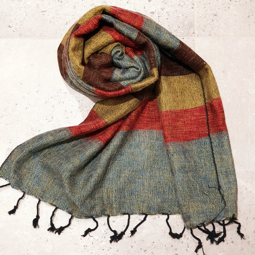 Handmade Fairtrade Stripe Nepali Shawl - Harvest