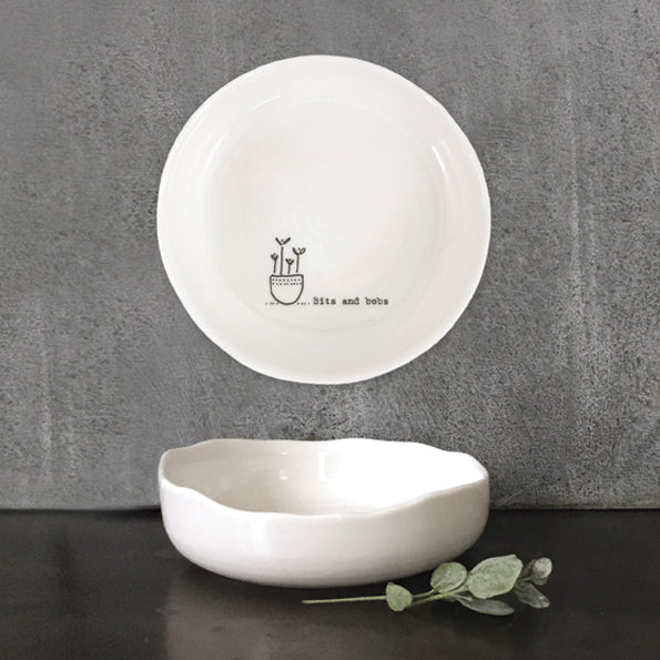 White Porcelain Trinket Dish 'Bits and bobs' East of India