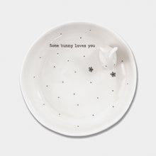 Load image into Gallery viewer, East of India Porcelain Bunny Trinket Dish &#39;Some bunny loves you&#39; Gift Boxed