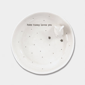 East of India Porcelain Bunny Trinket Dish 'Some bunny loves you' Gift Boxed