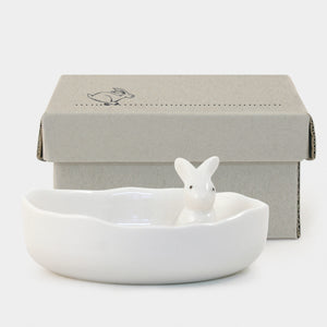 East of India Porcelain Bunny Jewellery Dish 'Some bunny loves you'